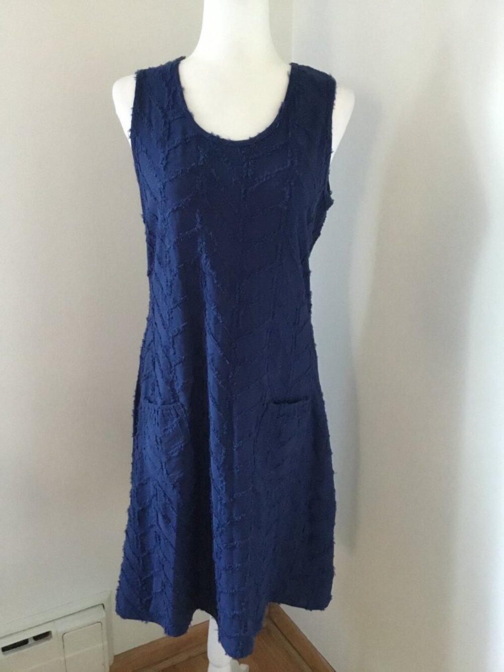 Parsley & Sage Cotton Indigo Fringe Tank Dress NWT Size Small